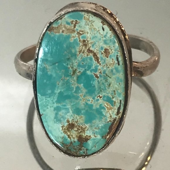 Conceptual Subculture Other - Genuine Turquoise Ring Size 13 Solid Sterling Silver Mountain Pilot 925 Handmade
